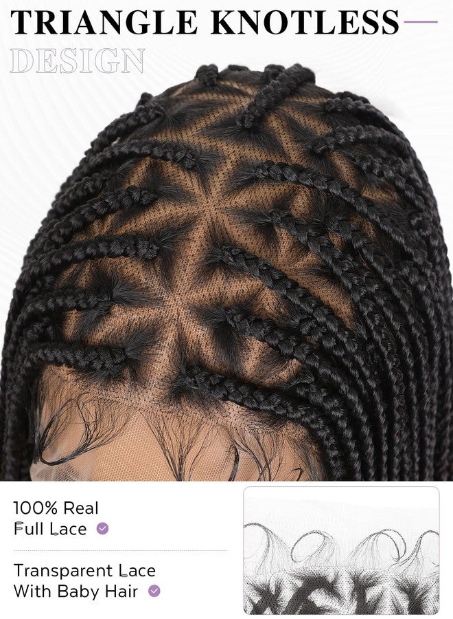 HANNE Full Lace Braided Wigs for Black Women Knotless Braided Wigs with Baby Hair 100% Handmade HD Lace Synthetic Box Braid Wig - Image 4